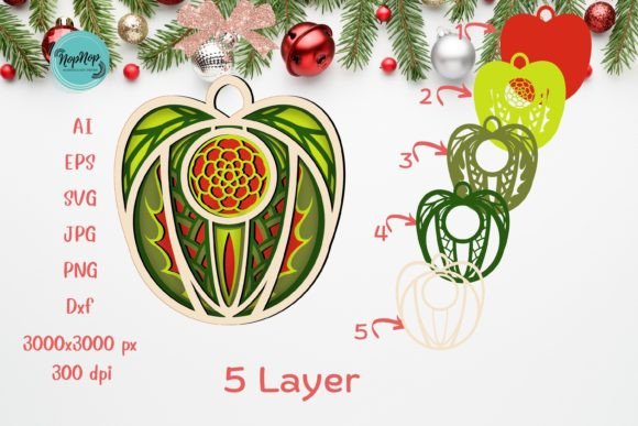 3D Apple Christmas Ornament V2