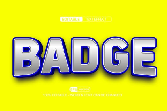 3D Editable Text Badge Vector