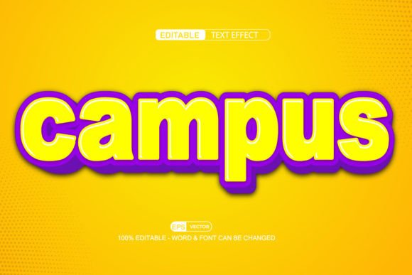 3D Editable Text Effect Vector for Campus Designs
