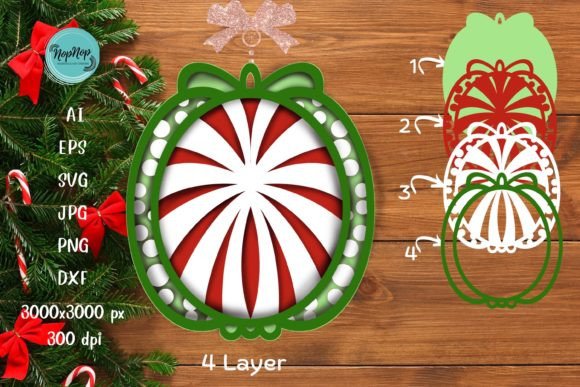 3D Pomegranate Christmas Ornament V4