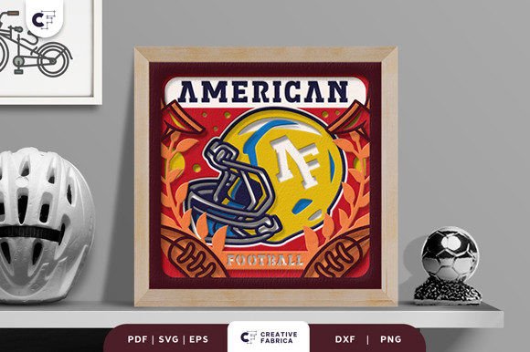 American Football Helmet 3D Paper Cut