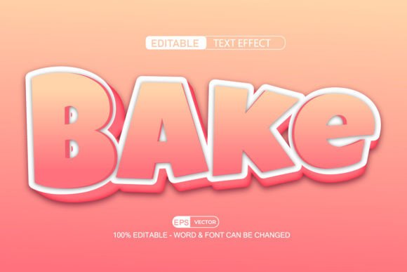 Bake 3D Editable Text Effect Vector