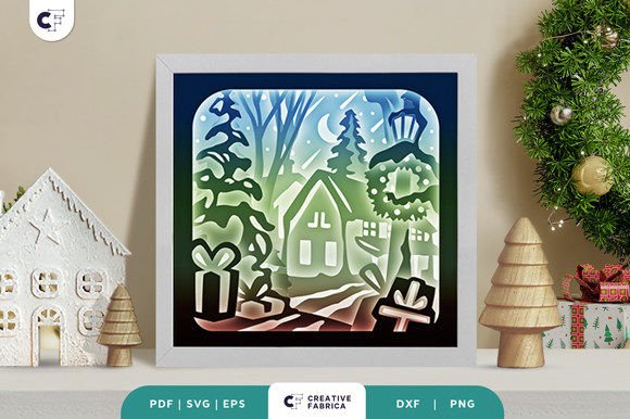 Beautiful Christmas House 3D Shadow Box