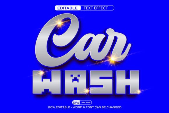 Car Wash 3D Editable Text Effect Vector: A Versatile Design Tool