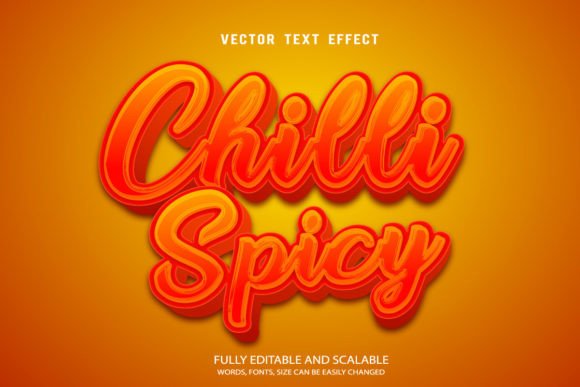 Chilli Spicy 3d Editable Text Effect Vec for Creative Designers