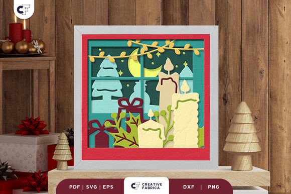 Christmas Candle 3D Paper Cut SVG