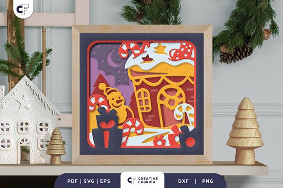 Christmas Cute House 3D Shadow Box