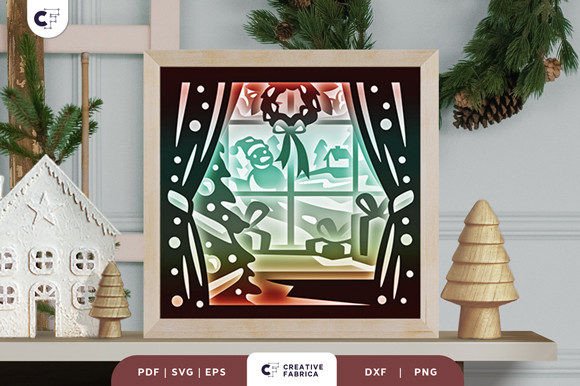Christmas Window 3D Layered Papercut