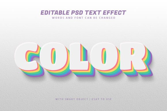 Color 3d Colorful Retro Text Effect