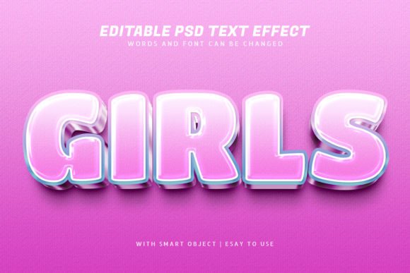 Girl 3d Pink Text Effect Editable