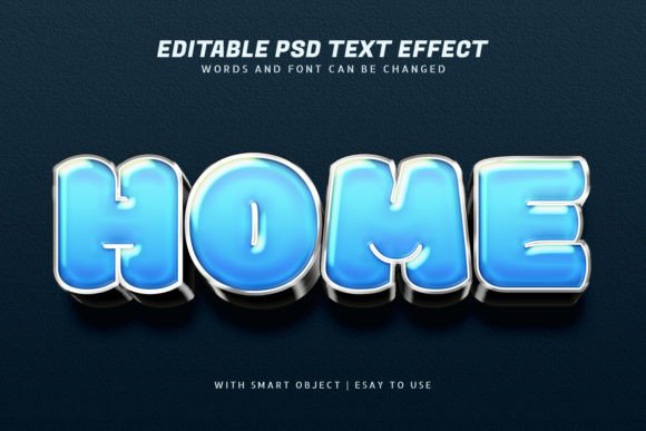 Home 3d Blue Text Effect Editable