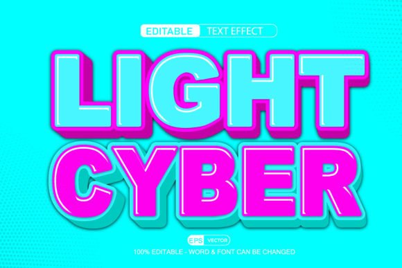 Light Cyber 3D Editable Text Effect Vect