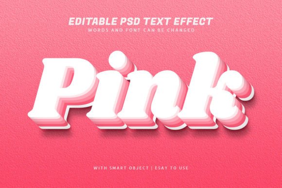 Pink 3d Style Text Effect Editable for Creative Designers