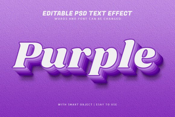 Purple 3d Style Text Effect Editable for Creative Workflows