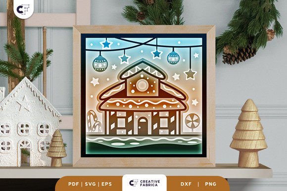 Retro Gingerbread House 3D Paper Cut SVG