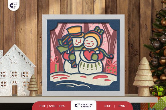 Retro Mr and Mrs Snowman 3D Paper Cut