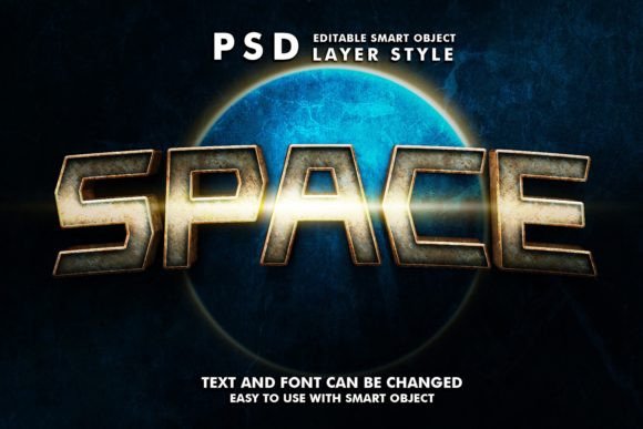 Space 3d Realistic Psd Text Effect