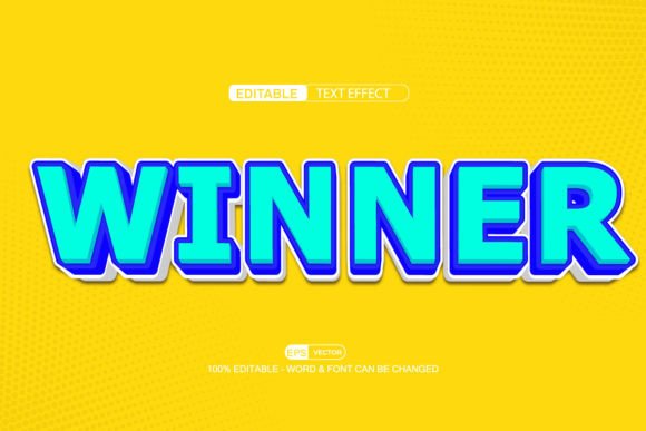 Winner 3d Editable Text Effect Vector
