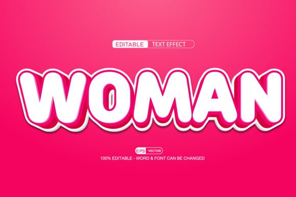 Woman 3d Editable Text Effect Vector